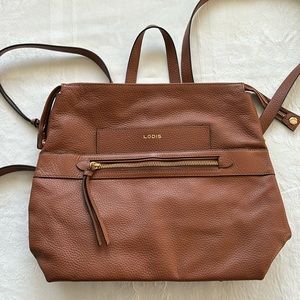 LODIS Pippa Brown Pebble Leather Backpack NWOT